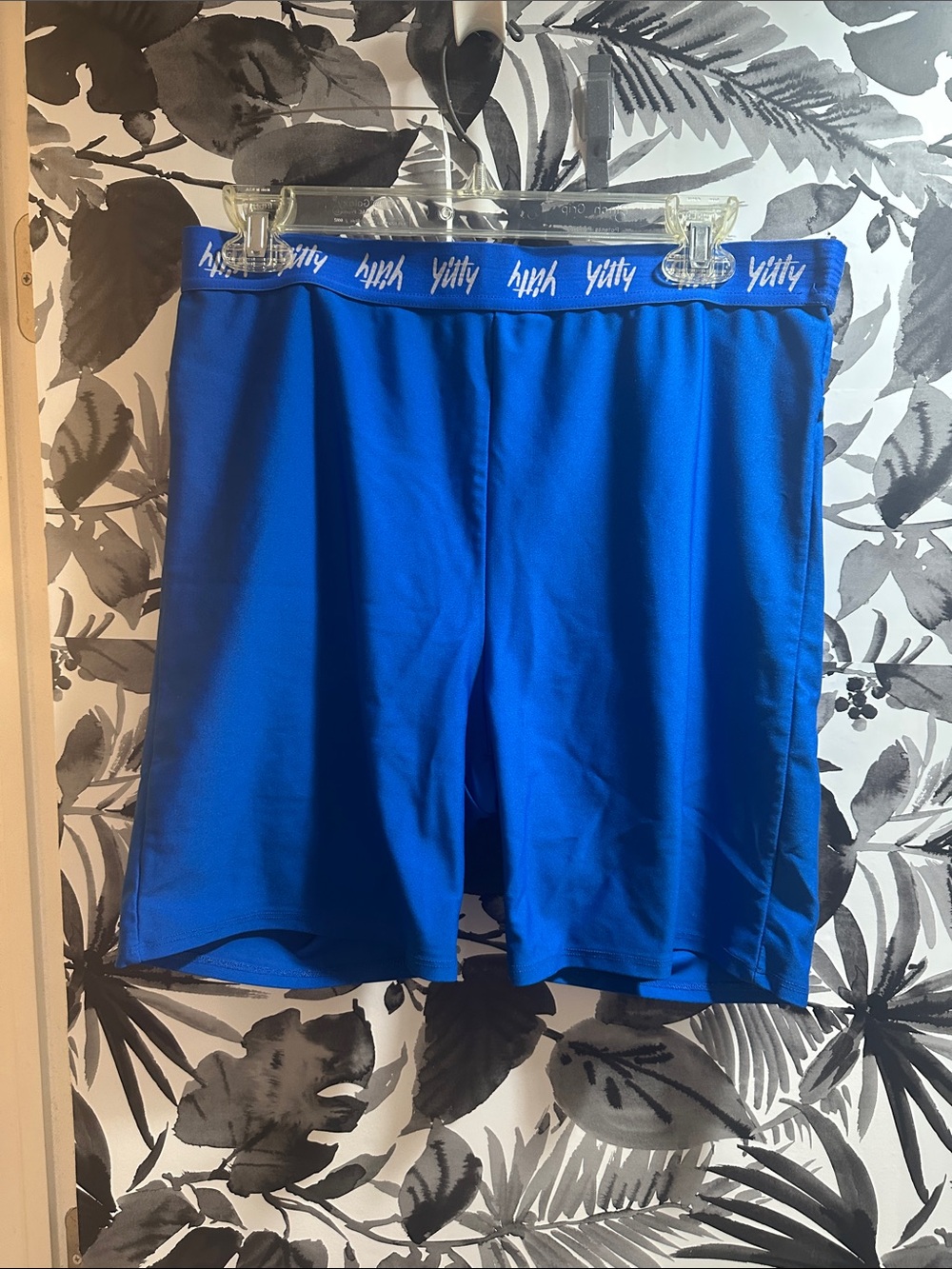 XL Yitty Fabletics Blue Athletic Bike Shorts with Logo Waistband